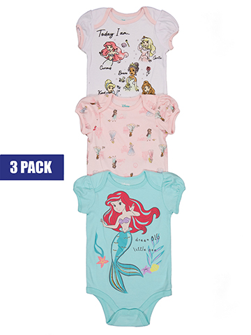 Disney Princess Baby Girls' 3 Pack Short Sleeve Onesies Set - CookiesKids.com