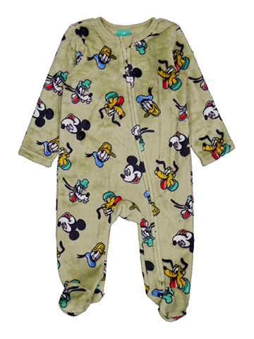 Disney Mickey Mouse Zip-Up Plush Baby Boys' Mickey, Goofy, Donald, & Pluto Footed Pram - CookiesKids.com