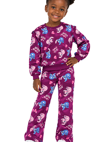 Disney Stitch Girls' Stitch & Angel Sweatshirt and Pants Set - CookiesKids.com