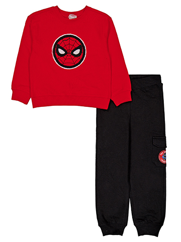 Spider-Man Boys' 2-Piece Embroidered Sweatshirt and Cargo Jogger Set - CookiesKids.com