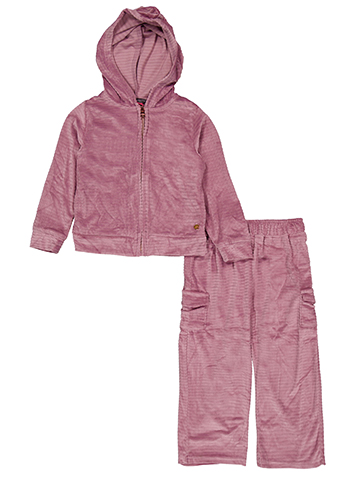 Vince Camuto Girls' 2-Piece Ribbed Velour Hooded Zip Jacket and Cargo Pants Set - CookiesKids.com