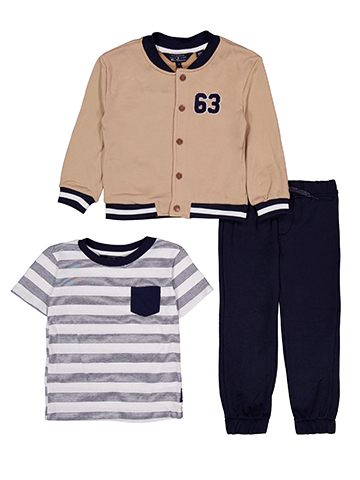 Ben Sherman Boys' Three-Piece Varsity Jacket, Tee, & Jogger Set - CookiesKids.com