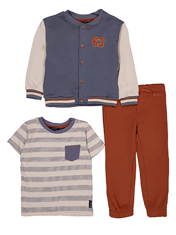 Ben Sherman Boys' Varsity Jacket, Striped Tee, and Joggers Set - CookiesKids.com