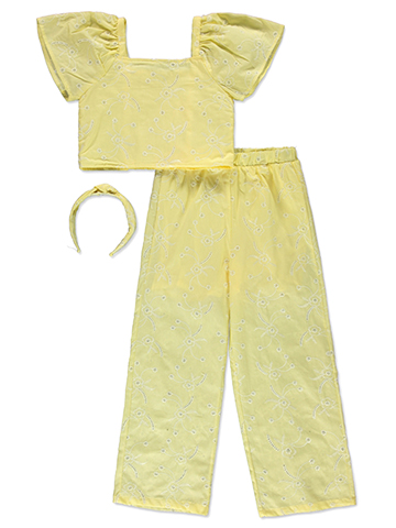 Btween Girls' 3-Piece Wide Leg Pants Set Outfit - CookiesKids.com