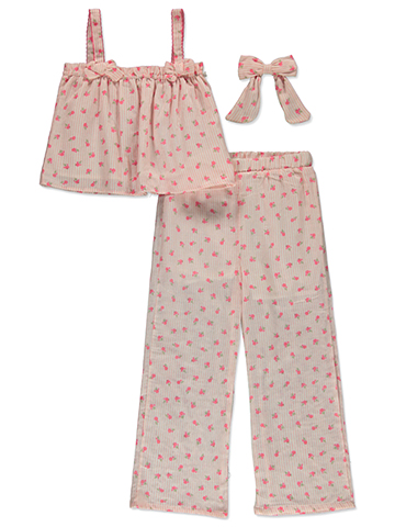 Btween Girls' 3-Piece Wide Leg Pants Set Outfit - CookiesKids.com