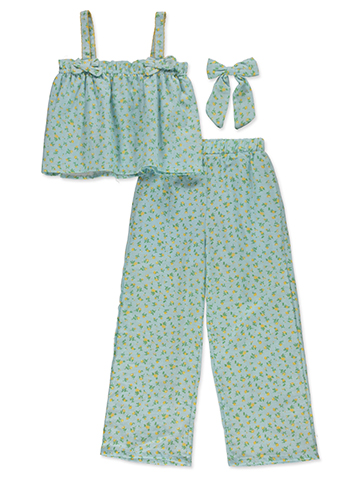 Btween Girls' 3-Piece Wide Leg Pants Set Outfit - CookiesKids.com