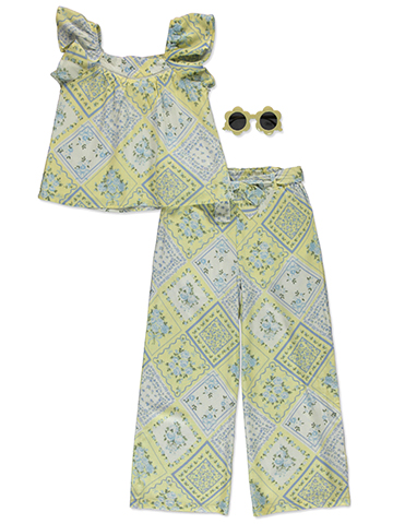 Btween Girls' 3-Piece Wide Leg Pants Set Outfit - CookiesKids.com