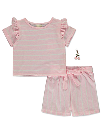 Btween Girls' 3-Piece Cherry Shorts Set Outfit - CookiesKids.com