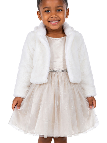 Jessica Simpson Girls' 2-Piece Faux-Fur Coat Dress Set Outfit - CookiesKids.com