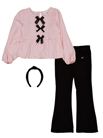 Btween Girls' 3-Piece Bow Blouse Flare Pants Set - CookiesKids.com