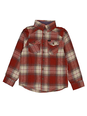 Buffalo Boys' Long-Sleeve Flannel Plaid Yarn Dye Long-Sleeve Button-Down Shirt - CookiesKids.com