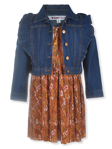Nanette Kids Girls' 2-Piece Dress Denim Jacket Set Outfit - CookiesKids.com