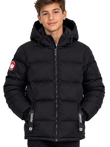 Canada Boys' Sherpa Lined Puffer Jacket with Hood and Zip Closure - CookiesKids.com