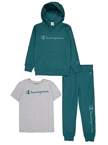 Champion Boys' 3-Piece Pull Over Hoodie, T-Shirt, and Jogger Set - CookiesKids.com