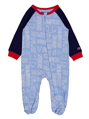 Champion Baby Boys' Logo Footie Zip-Up Raglan Pajamas - CookiesKids.com