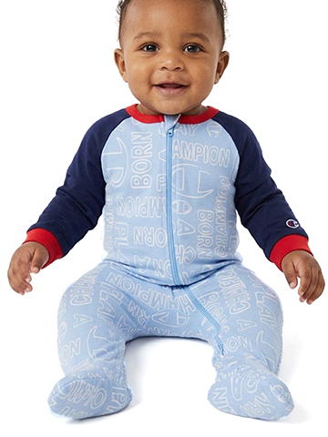 Champion Baby Boys' Logo Footie Zip-Up Raglan Pajamas - CookiesKids.com