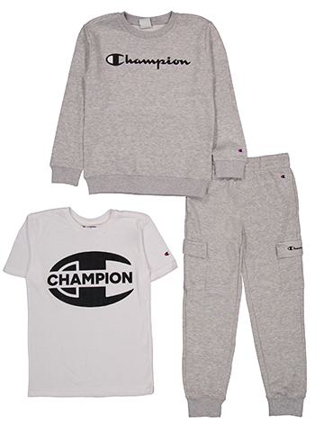Champion Boys' 3-Piece Crew and Signature Jog Set - CookiesKids.com