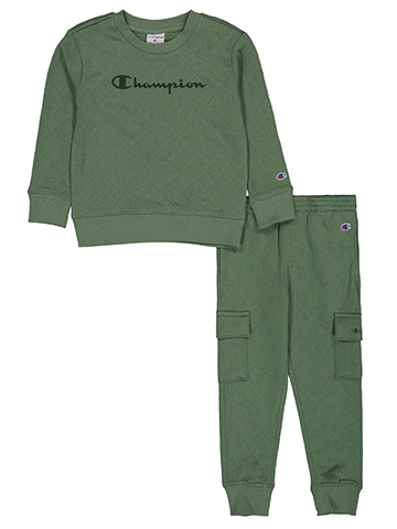 Champion Boys' Quilted Crew Sweatshirt and Cargo Joggers Set - CookiesKids.com