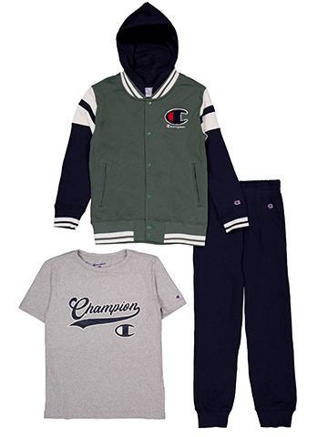 Champion Boys' 3-Piece Varsity Button Up Jacket, Tee, and Joggers Set - CookiesKids.com