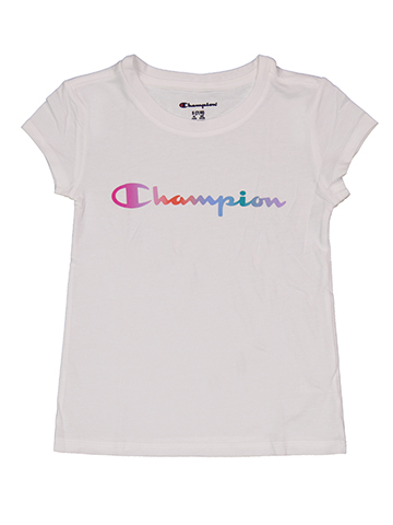 Champion Girls' Short-Sleeve Signature Logo Graphic T-Shirt - CookiesKids.com