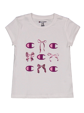 Champion Girls' Short-Sleeve Bow Themed Logo Graphic Tee - CookiesKids.com