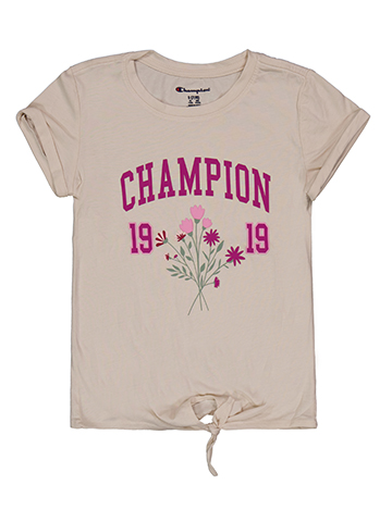Champion Girls' Short Sleeve Tie-Front Floral 