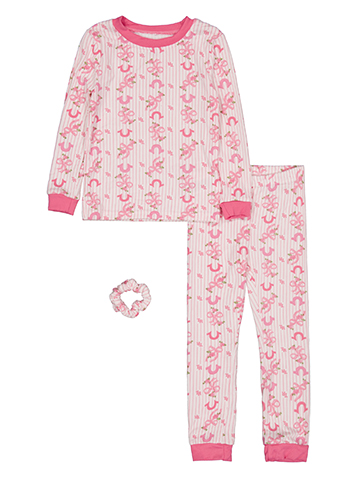 True Religion Girls' Ribbon & Logo Print Pajama Set with Scrunchie - CookiesKids.com