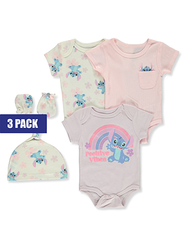 Disney Lilo & Stitch Baby Girls' 5-Pack Bodysuits Mittens Cap Set - CookiesKids.com