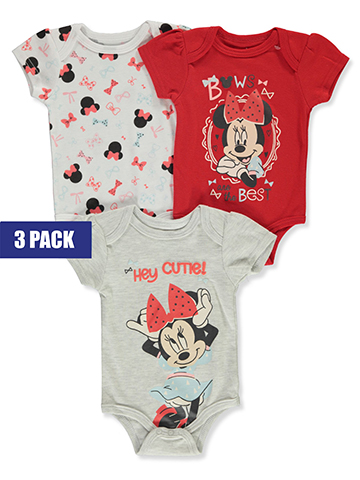 Disney Minnie Mouse Baby Girls' 3-Pack Bodysuits - CookiesKids.com