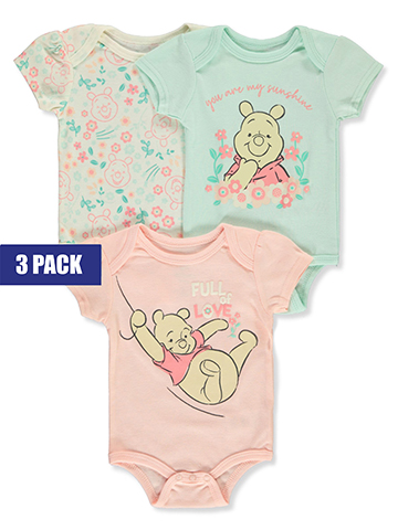 Disney Winnie The Pooh Baby Girls' 3-Pack Bodysuits - CookiesKids.com