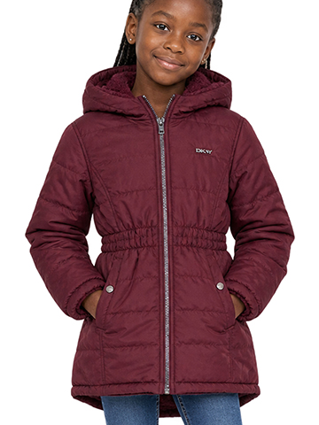 DKNY Girls' Reversible Fur-Lined Puffer Jacket - CookiesKids.com