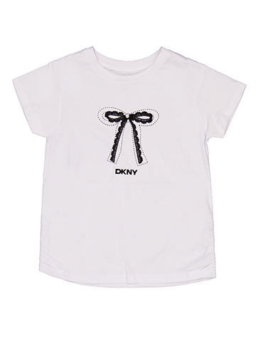 DKNY Girls' Short-Sleeve Lace Applique Bow Graphic Tee - CookiesKids.com