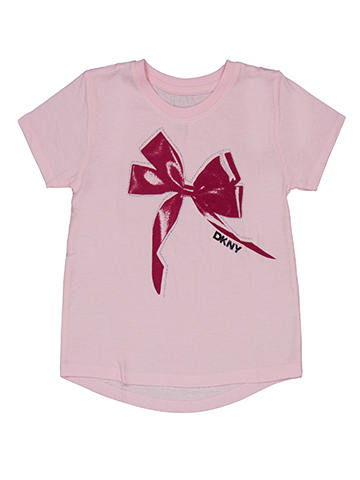 DKNY Girls' Short-Sleeve Rhinestone Accent Bow Graphic T-Shirt - CookiesKids.com