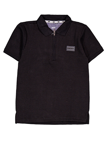 DKNY Boys' Short-Sleeve Quarter-Zip Logo Polo Shirt - CookiesKids.com