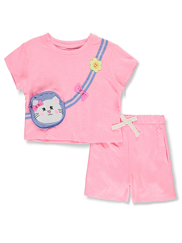 Freestyle Revolution Girls' 2-Piece Kitty Shorts Set Outfit - CookiesKids.com