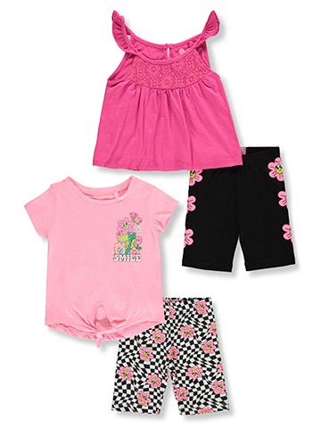 Freestyle Revolution Girls' 4-Piece Bike Shorts Mix Match Set Outfit - CookiesKids.com