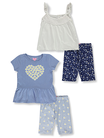Freestyle Revolution Girls' 4-Piece Bike Shorts Mix Match Set Outfit - CookiesKids.com