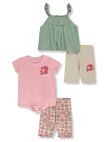 Freestyle Revolution Girls' 4-Piece Bike Shorts Mix Match Set Outfit - CookiesKids.com