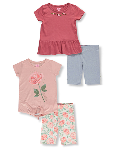 Freestyle Revolution Girls' 4-Piece Bike Shorts Mix Match Set Outfit - CookiesKids.com