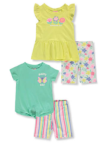 Freestyle Revolution Girls' 4-Piece Bike Shorts Mix Match Set Outfit - CookiesKids.com