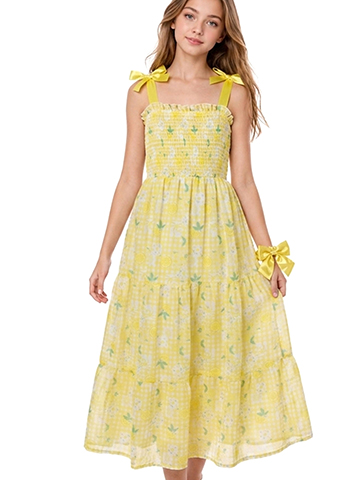Girls First Girls' 2-Piece Tiered Lemon Dress Set Outfit - CookiesKids.com