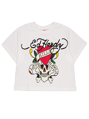 Ed Hardy Girls' Love Kills Slowly Skull Short Sleeve Graphic T-Shirt - CookiesKids.com