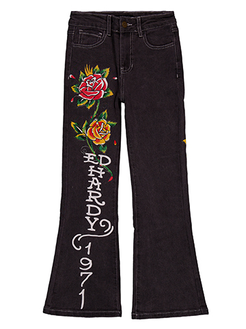 Ed Hardy Girls' Floral Tattoo Design Flare Jeans - CookiesKids.com