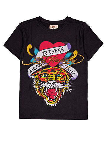Ed Hardy Girls' Short Sleeve Foil Print Tiger Graphic T-Shirt - CookiesKids.com