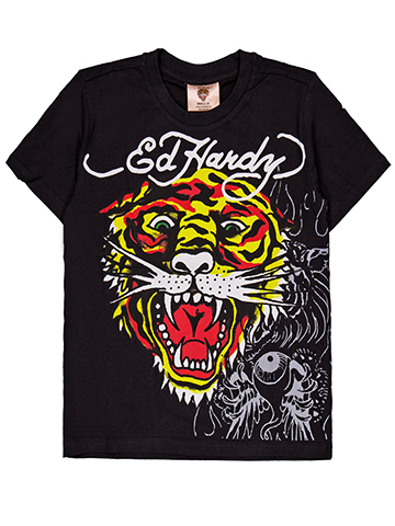 Ed Hardy Boys' Short Sleeve Tiger Design Graphic T-Shirt - CookiesKids.com