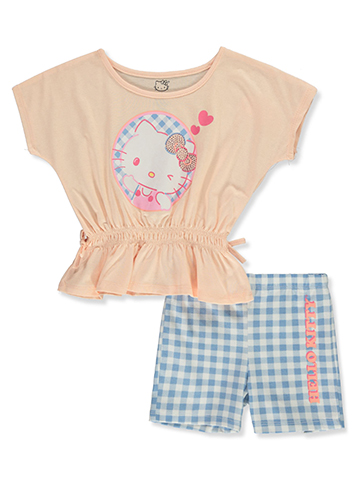 Hello Kitty Girls' 2-Piece Wink Bike Shorts Set Outfit - CookiesKids.com