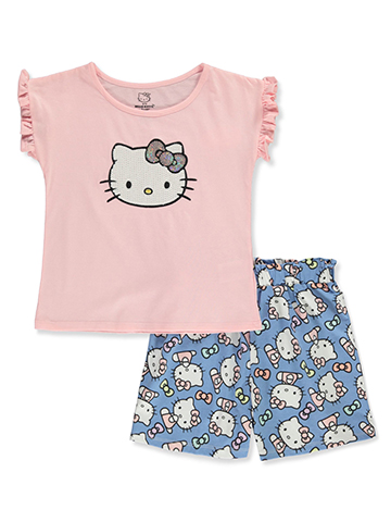 Hello Kitty Girls' 2-Piece Sequin Shorts Set Outfit - CookiesKids.com