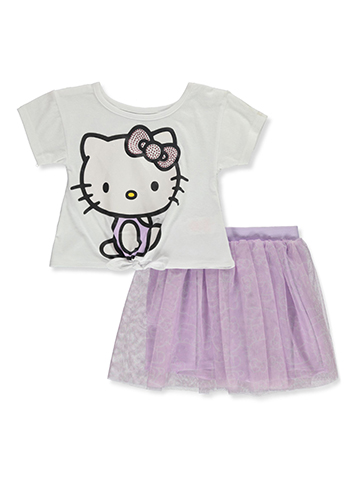 Hello Kitty Girls' 2-Piece Ball Skirt Set Outfit - CookiesKids.com