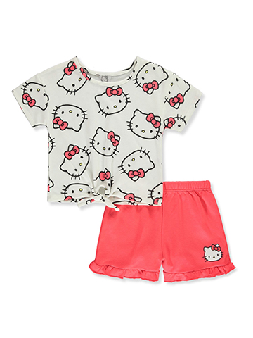 Hello Kitty Girls' 2-Piece Bow Shorts Set Outfit - CookiesKids.com