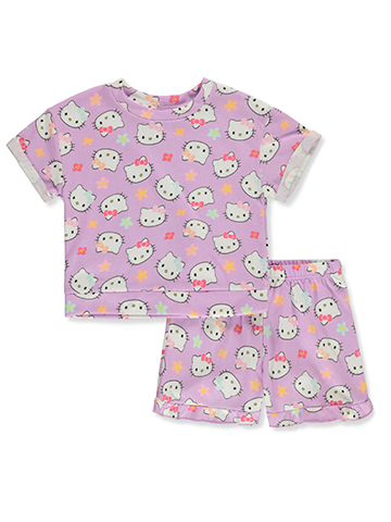 Hello Kitty Girls' 2-Piece Allover Print Shorts Set Outfit - CookiesKids.com